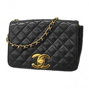 Chanel Matelassé Chain Shoulder Bag, Large Coco Design, Lambskin, Black, Women's